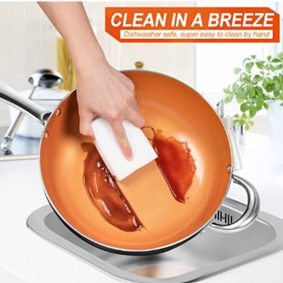 MICHELANGELO: 5 Qt/11" - Nonstick Wok/Stir Fry Pan w/ Lid + Basket + Steam Rack - Picture 4 of 11